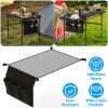 Hanging Storage Net for 35.43x23.62 Camping Table Under Table Folding Net Bag Tear-Resistant with 3 Side Pockets 4 Corner Clips for Camping Hiking Fis