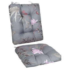Rocking Chair Cushion 2 Pieces Back Seat Sets with Non-Slip Ties Polyester Fiber Filling Comfortable Cushions and Pads for Indoor Home Office Car (Option: PadGreyGreenLeaf)