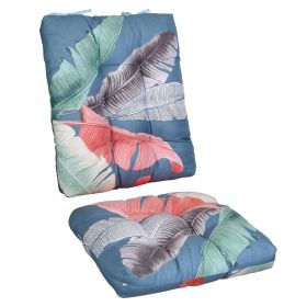 Rocking Chair Cushion 2 Pieces Back Seat Sets with Non-Slip Ties Polyester Fiber Filling Comfortable Cushions and Pads for Indoor Home Office Car (Option: PadBlueColorLeaf)