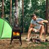 Portable Camping Stove with Detachable Iron Panels Black 27x27x34cm Lightweight Foldable Outdoor Wood Burning Fire Pit for Picnic BBQ Hiking Backpacki